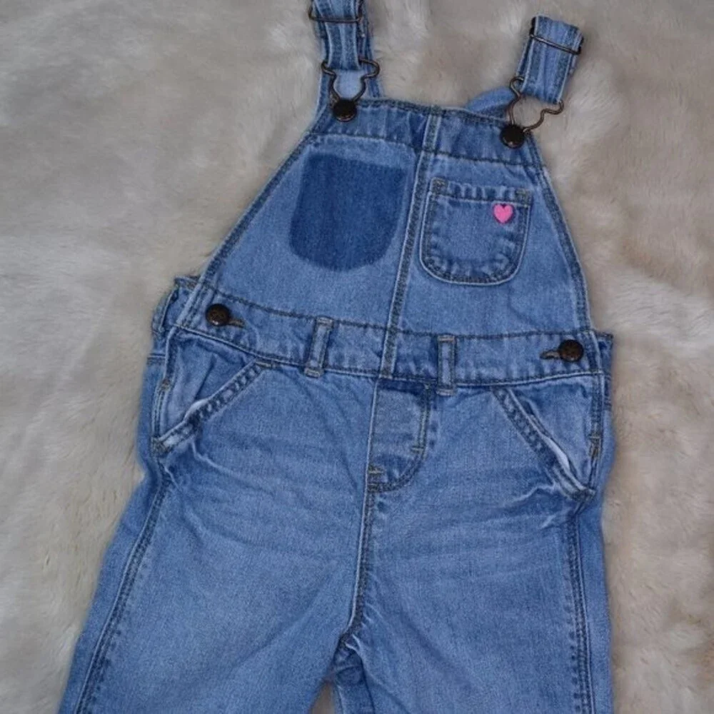 Oshkosh Overalls Girls Size 24 Months Blue Denim Pants Button Leg